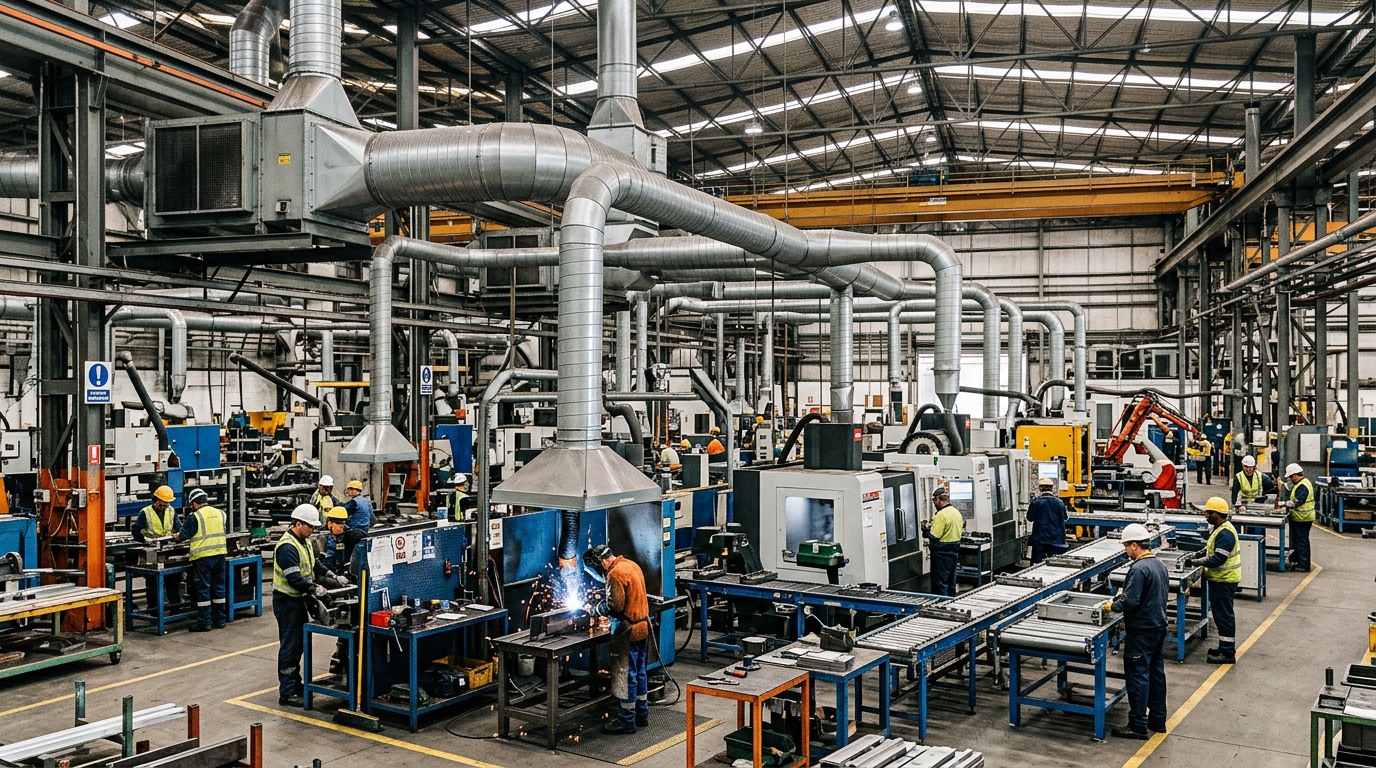 Industrial workspace with engineering review